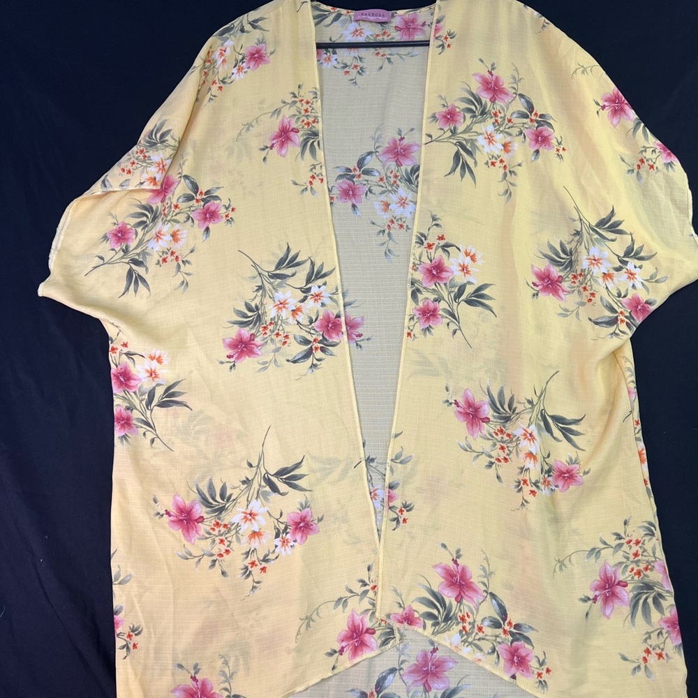Ragdoll Women Kimono Cardigan XL Floral Drape Open Front‎ Cottagecore Boho Flowy